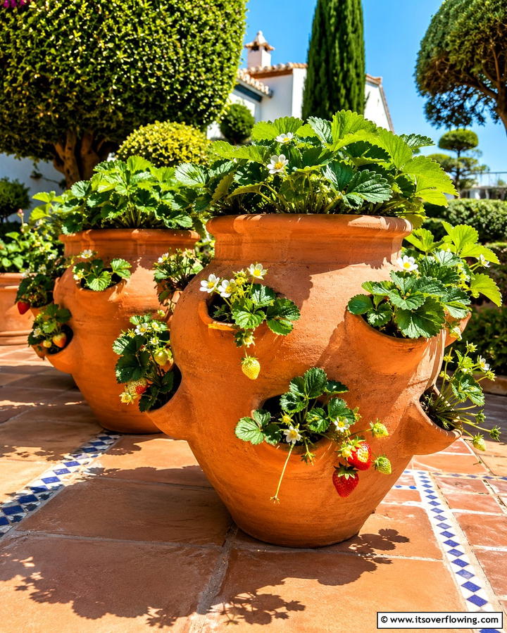 Terracotta Strawberry Jars - 25 Strawberry Planter Ideas for Fresh Homegrown Berries