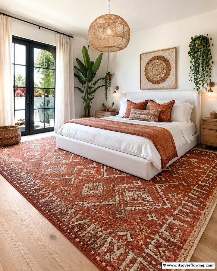 Terracotta Textured Rugs - 20 Terracotta Bedroom Ideas for a Warm and Cozy Space