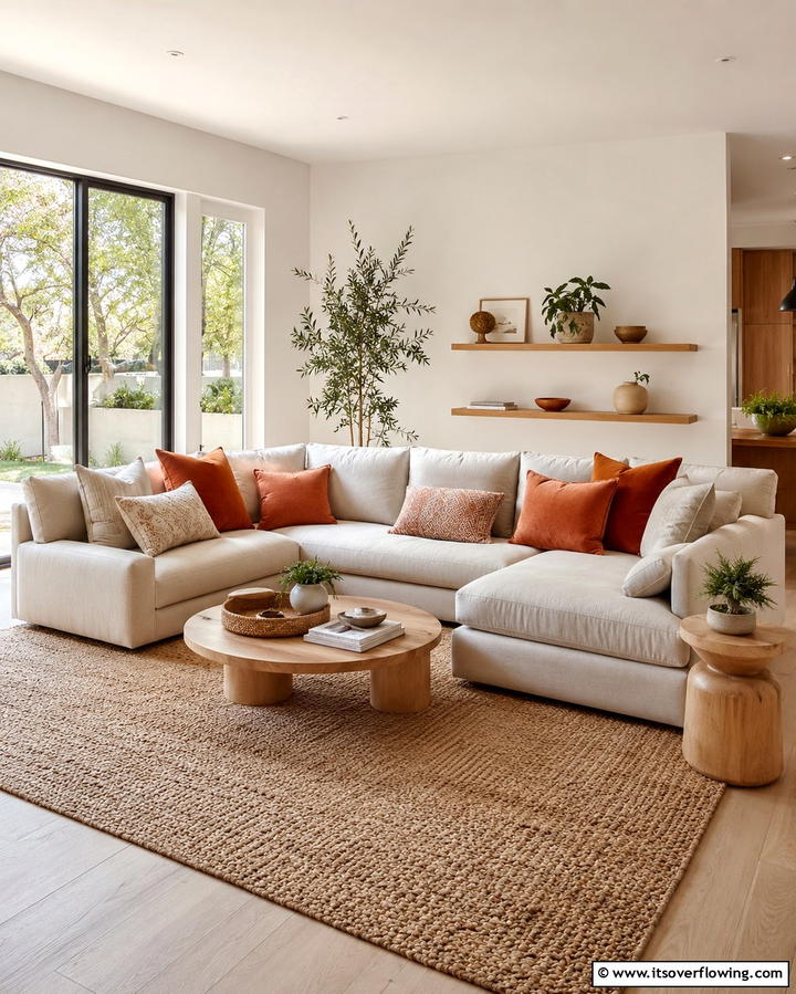Terracotta Throw Pillows - 25 Terracotta Living Room Ideas for a Warm Vibe
