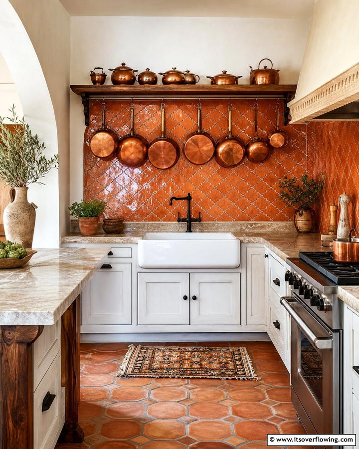 Terracotta Tile Backsplash - 21 Mediterranean Kitchen Ideas for Warm & Inviting Vibes