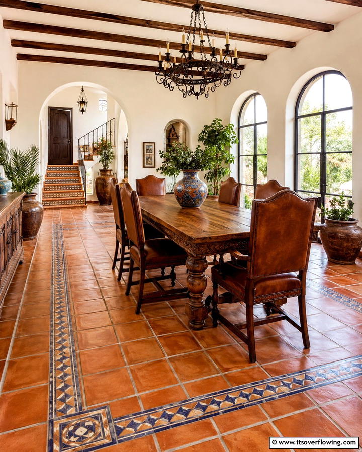 Terracotta Tile Flooring - 20 Spanish Style Dining Room Ideas for a Chic Look