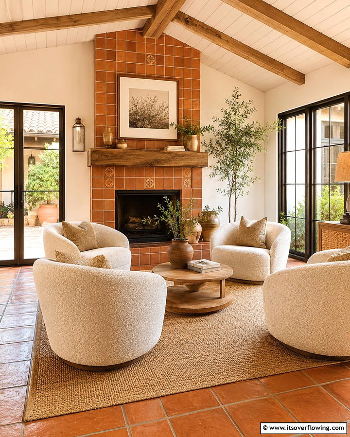 Terracotta Tiles - 25 Farmhouse Fireplace Tile Ideas for a Rustic Look