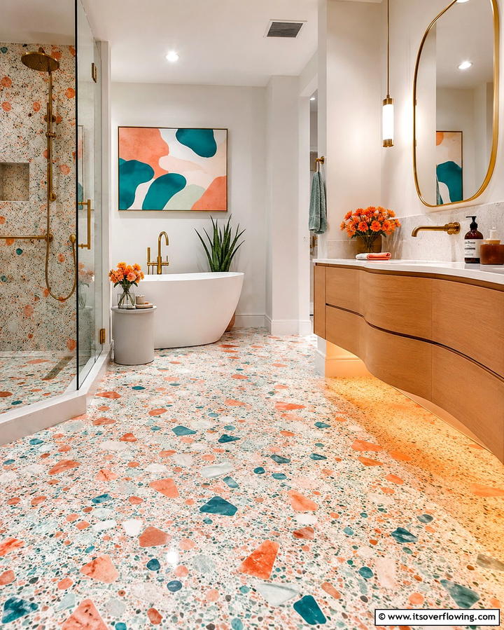 Terrazzo Flooring - 25 Bathroom Flooring Ideas for Style and Durability