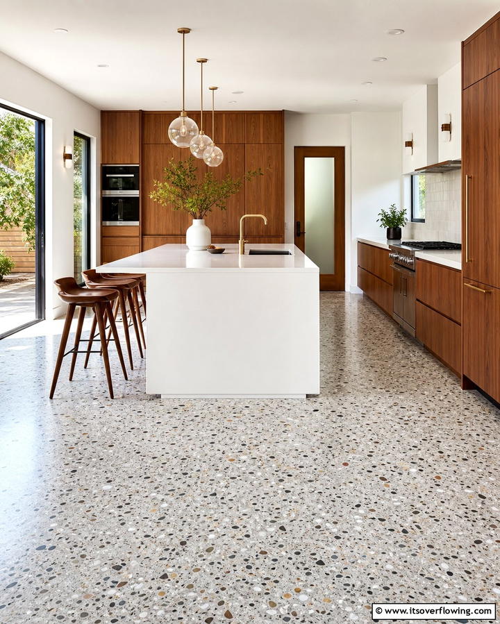 Terrazzo Flooring - 25 Mid-century Modern Kitchen Ideas for a Retro and Functional Space
