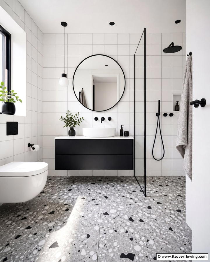 Terrazzo Flooring - 25 Small Bathroom Flooring Ideas for Stylish and Durable Floors