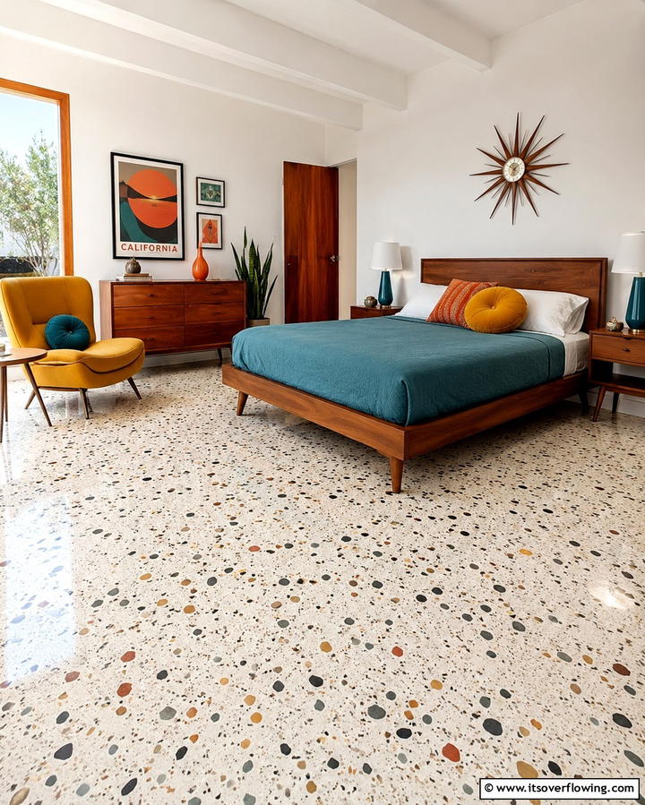 Terrazzo Flooring Charm - 30 Bedroom Flooring Ideas to Elevate Comfort and Style