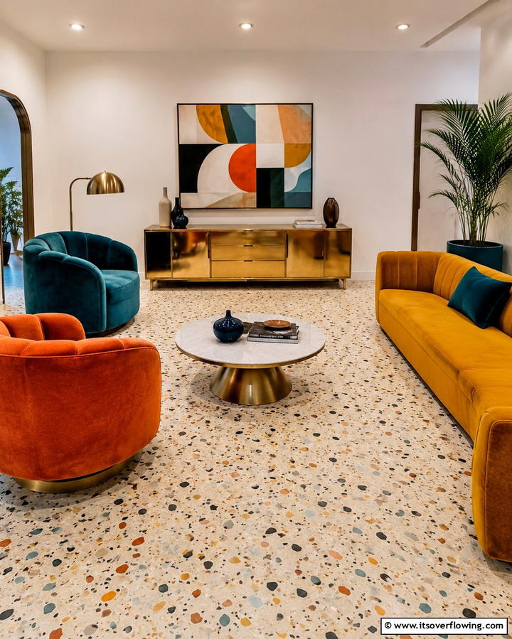 Terrazzo Flooring Charm - 25 Living Room Flooring Ideas for a Stunning Space
