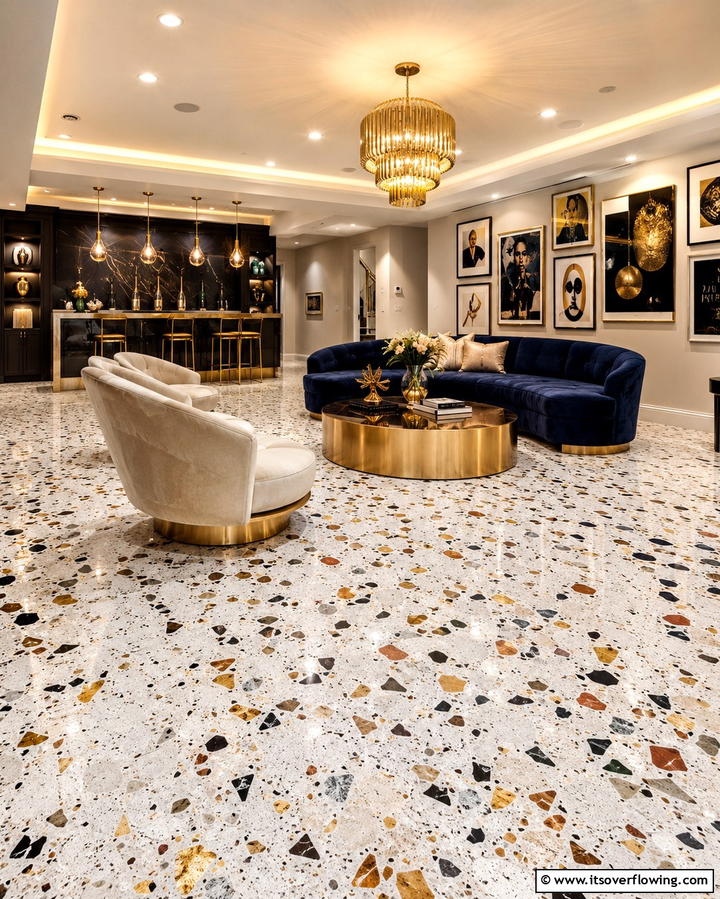 Terrazzo Flooring - 25 Basement Floor Ideas for a Functional Space