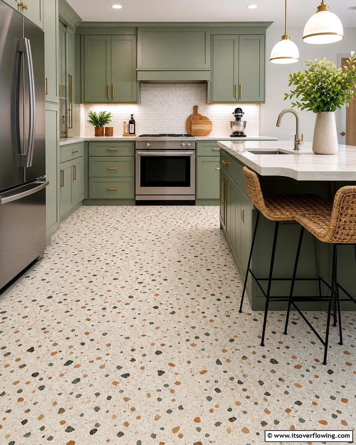 Terrazzo Inspired Linoleum - 20 Linoleum Kitchen Flooring Ideas for a Durable and Stylish Look