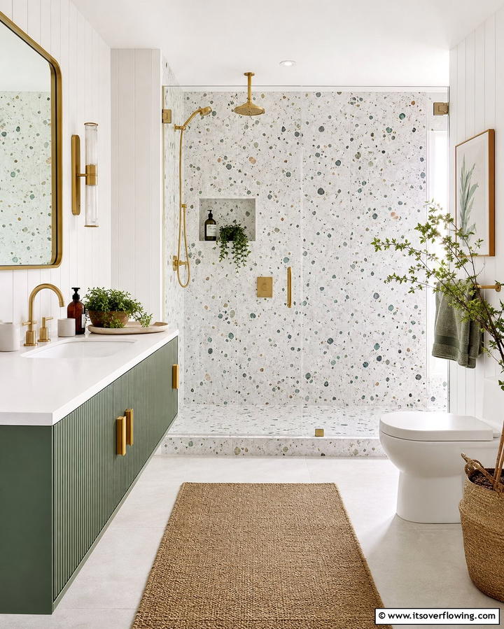 Terrazzo Shower Walls - 25 Shower Wall Ideas to Elevate Your Bathroom Design