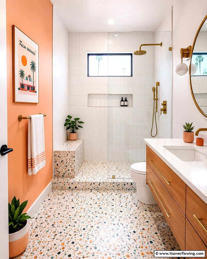 Terrazzo Tiles - 30 Shower Floor Tile Ideas for Slip-Resistant Style