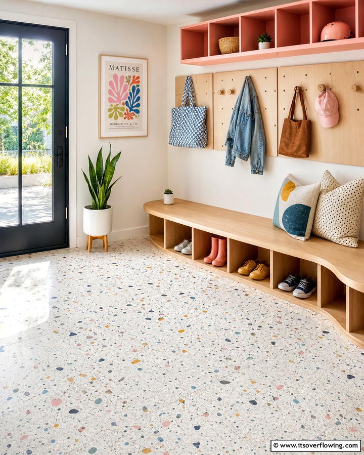 Terrazzo Tiles for a Playful Look - 25 Mudroom Tile Floor Ideas- Durable & Stylish Designs