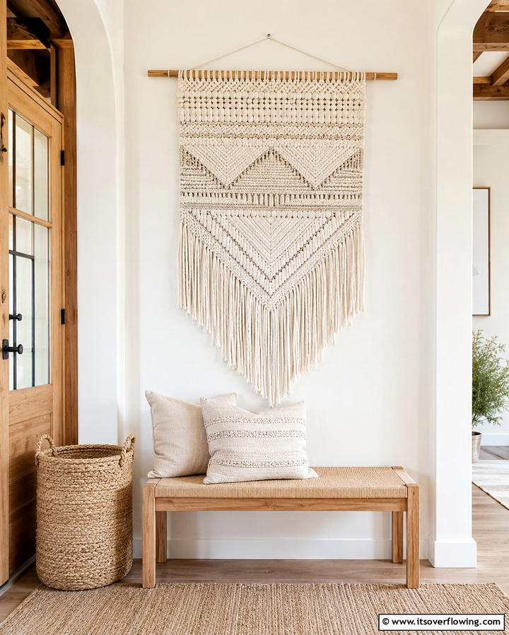 Textile Wall Hangings - 30 Entryway Wall Ideas for First Impressions and Functional Storage
