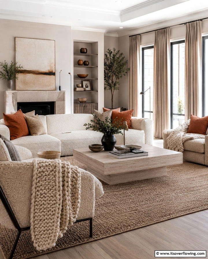 Textural Fabric Selections - 30 Mediterranean Living Room Ideas- Warm & Inviting Spaces