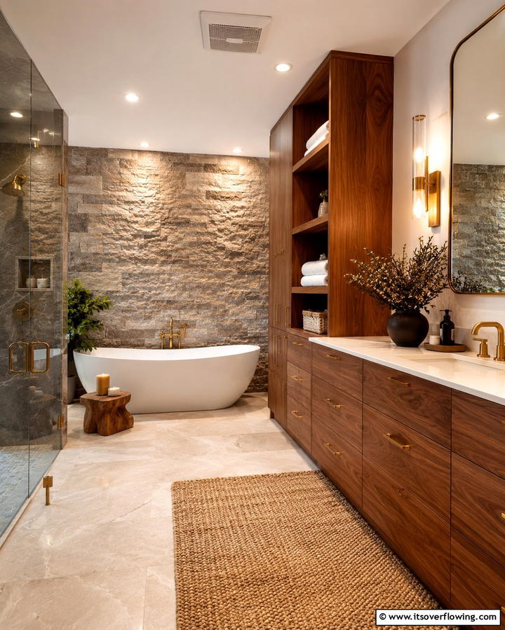 Texture Play with Materials - 25 Masculine Bathroom Ideas for a Bold Look
