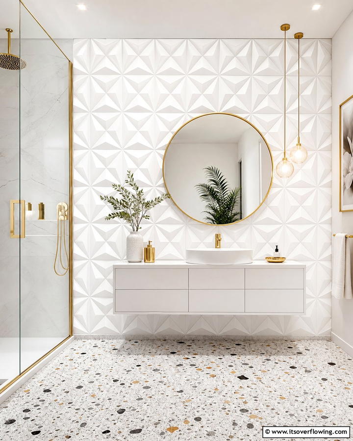 Textured 3D Wall Panels for a Bold Statement - 25 Bathroom Wall Paneling Ideas for a Luxurious Look