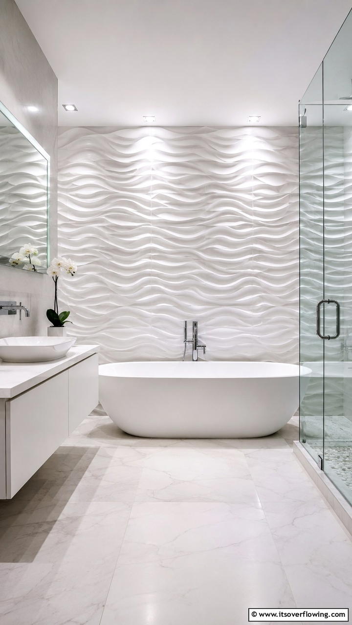Textured 3D Wall Panels - 30 Bathroom Tile Ideas to Refresh Your Space with Style