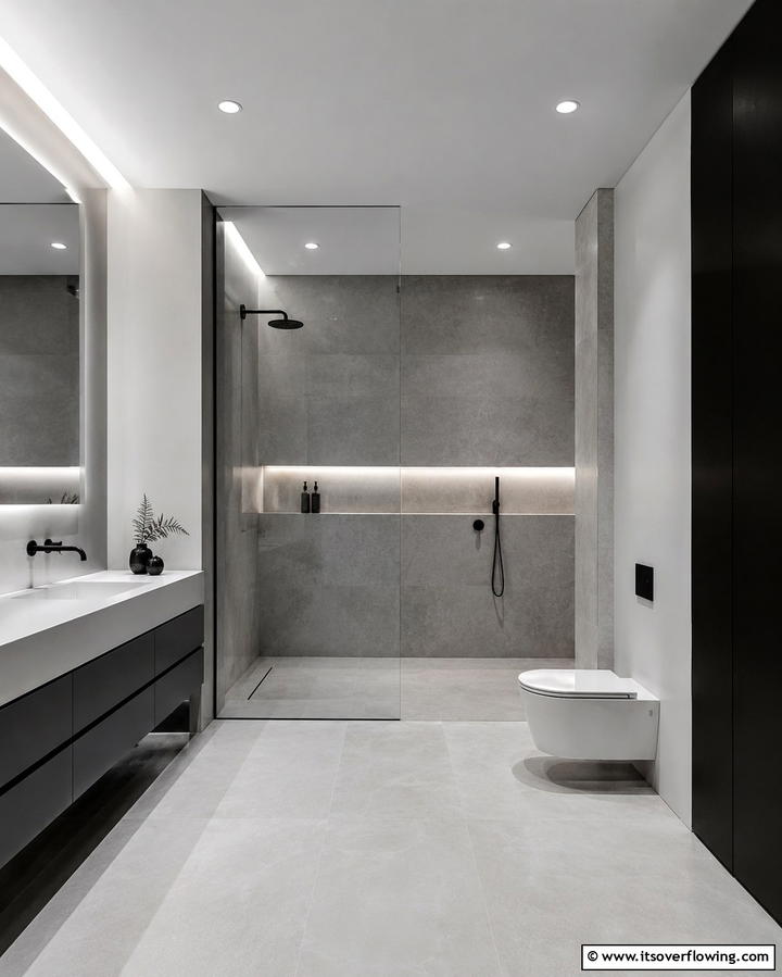 Textured Accent Walls - 30 Basement Bathroom Ideas for Small and Functional Spaces