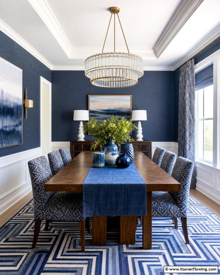 Textured Blue Layers - 21 Blue Dining Room Ideas for Calm Entertaining Spaces