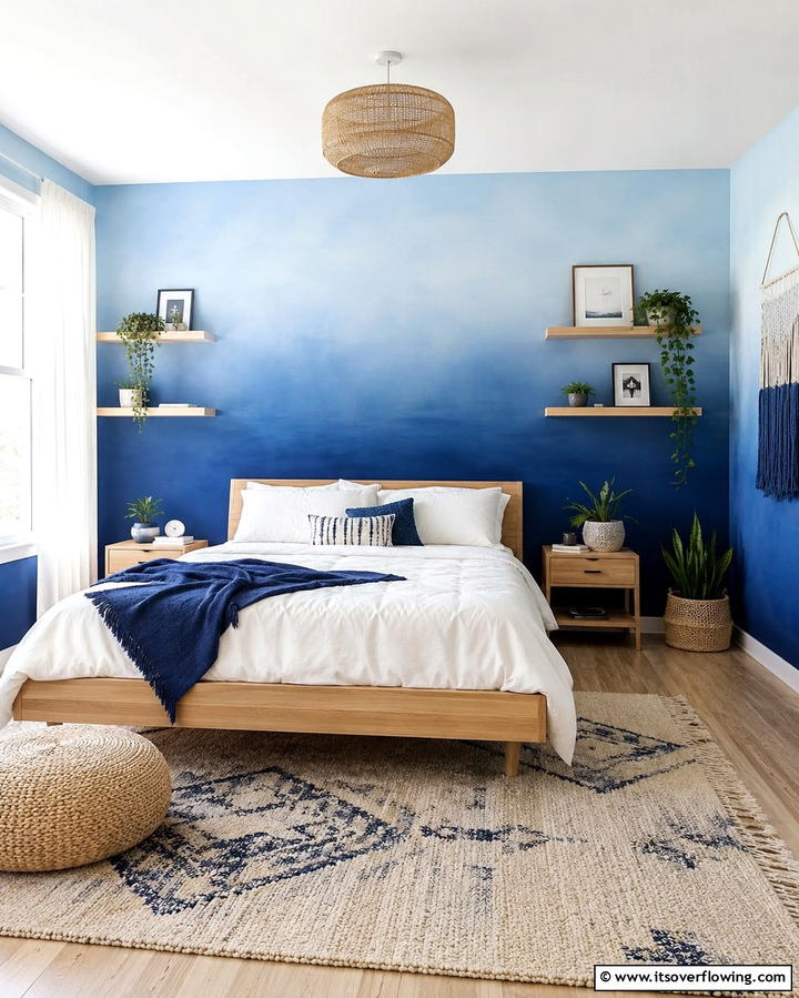 Textured Blue Walls - 25 Moody Blue Bedroom Ideas for a Relaxing Space