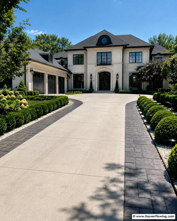 Textured Border Concrete Driveway - 30 Durable Concrete Driveway Designs to Enhance Curb Appeal