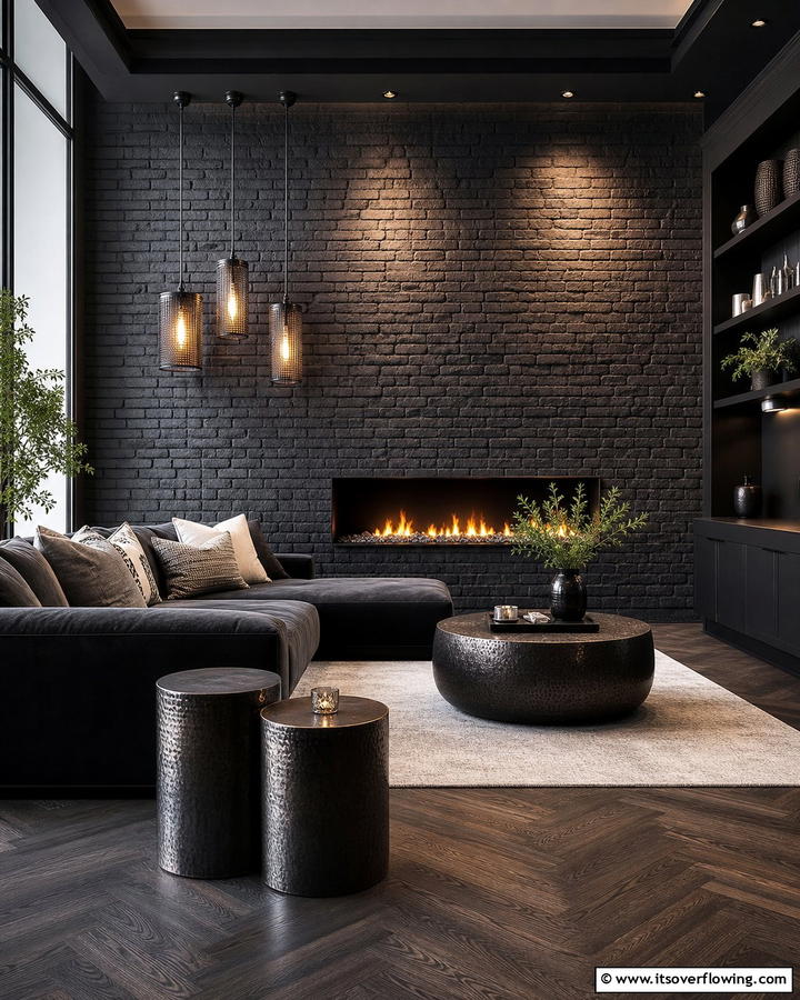 Textured Brick Wall - 21 Rustic Brick Fireplace Ideas for Warm Living Rooms