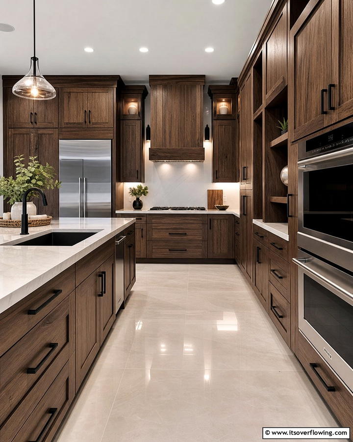 Textured Brown Cabinets for Added Depth - 20 Brown Kitchen Cabinets Ideas for a Warm and Inviting Space