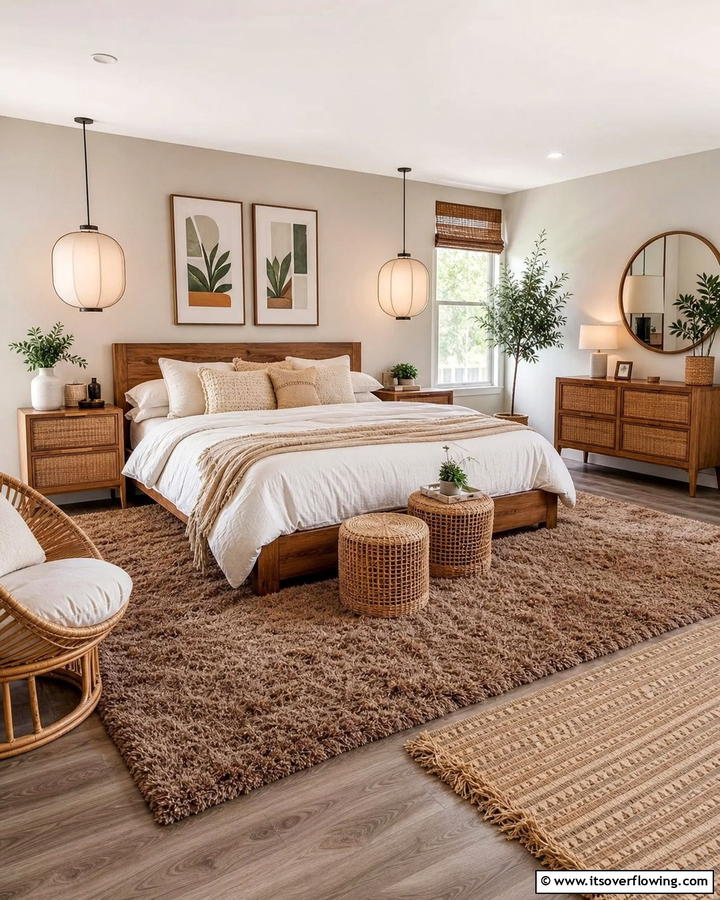 Textured Brown Rugs - 25 Brown Bedroom Ideas for a Warm and Cozy Atmosphere