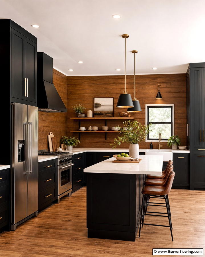 Textured Brown Walls - 25 Black and Brown Kitchen Ideas for a Bold Look