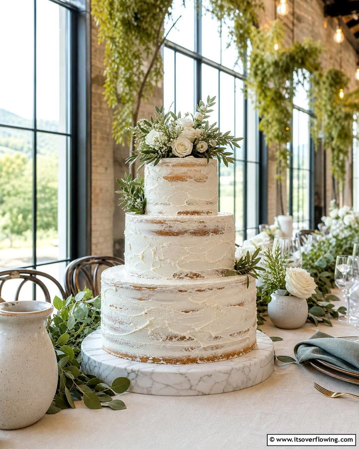 Textured Buttercream Beauty Cake - 21 Naked Wedding Cake Ideas for Minimalist Elegance