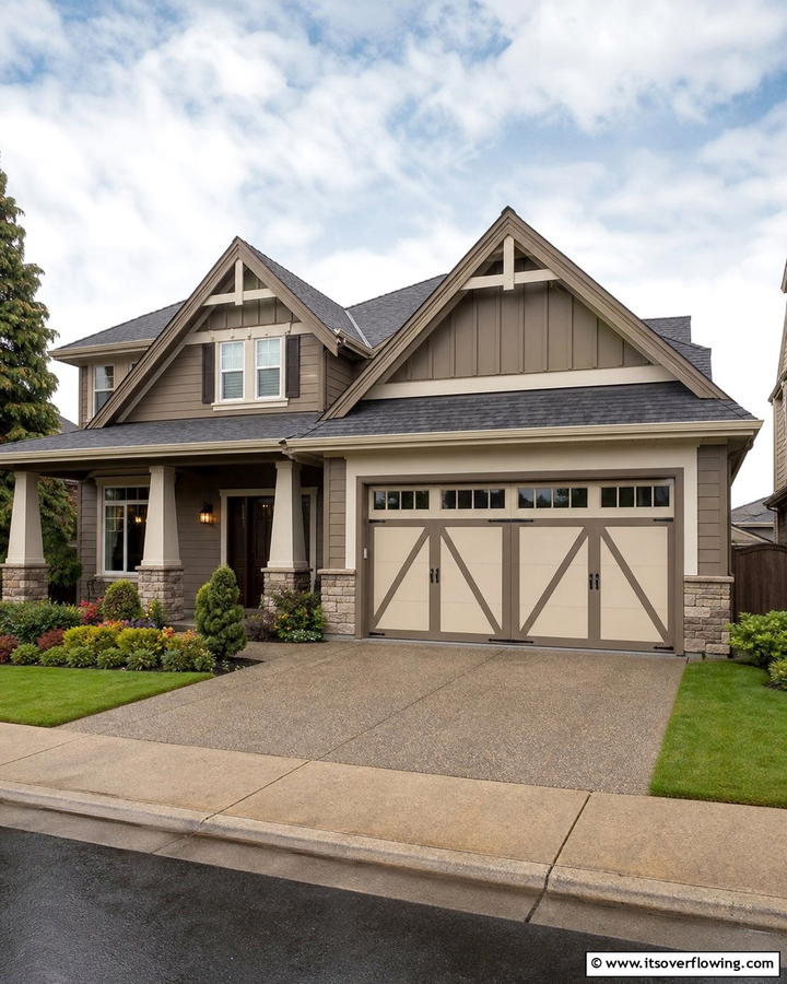 Textured Composite Trim - 20 Exterior Garage Door Trim Ideas to Boost Curb Appeal