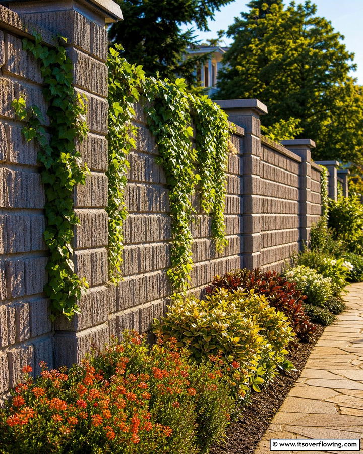 Textured Concrete Block Fence - 20 Concrete Block Fence Ideas for a Sturdy and Stylish Barrier