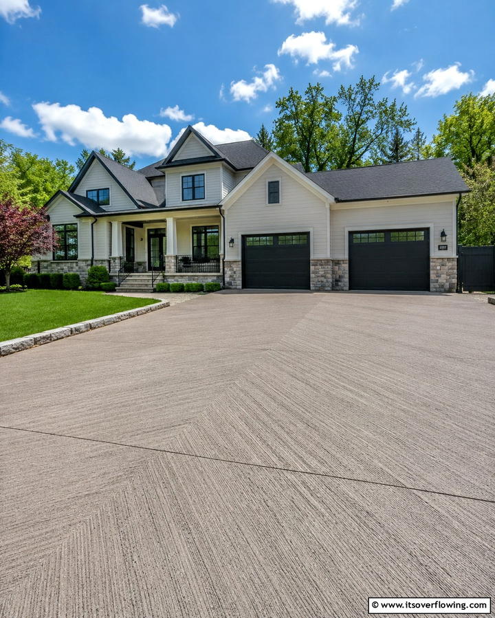 Textured Concrete Driveway - 30 Durable Concrete Driveway Designs to Enhance Curb Appeal