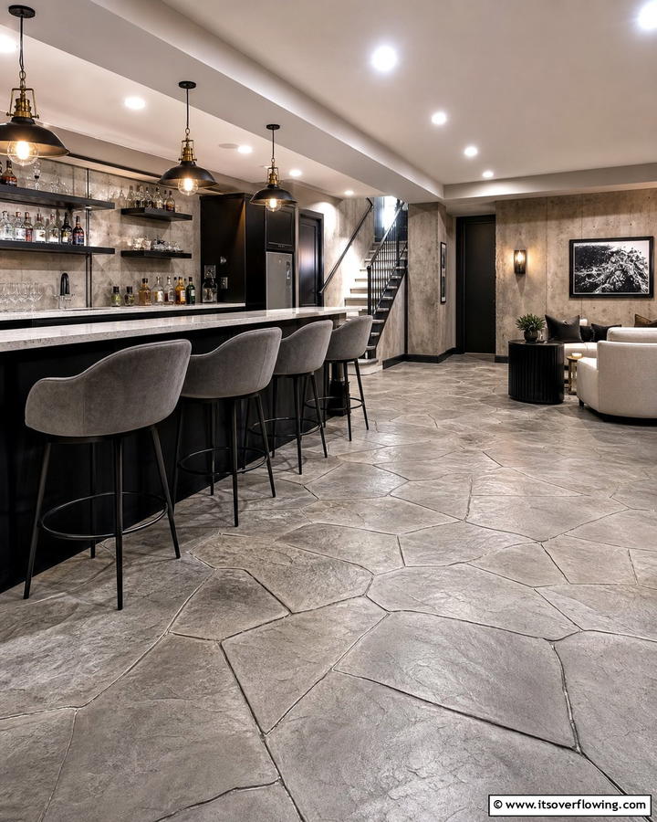 Textured Concrete Finish - 25 Concrete Basement Floor Ideas for a Modern Look