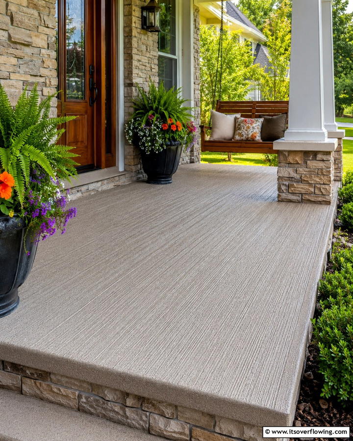 Textured Concrete Finishes - 25 Concrete Porch Ideas for a Stylish and Low-Maintenance Entry