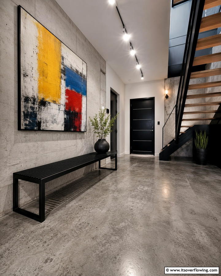 Textured Concrete Flooring - 30 Modern Entryway Ideas- First Impressions with Style