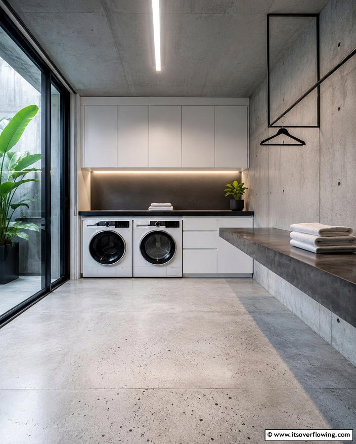 Textured Concrete Floors - 25 Laundry Room Floor Ideas for a Functional Space