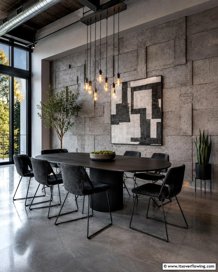 Textured Concrete Panels - 25 Dining Room Wall Paneling Ideas for Elegance
