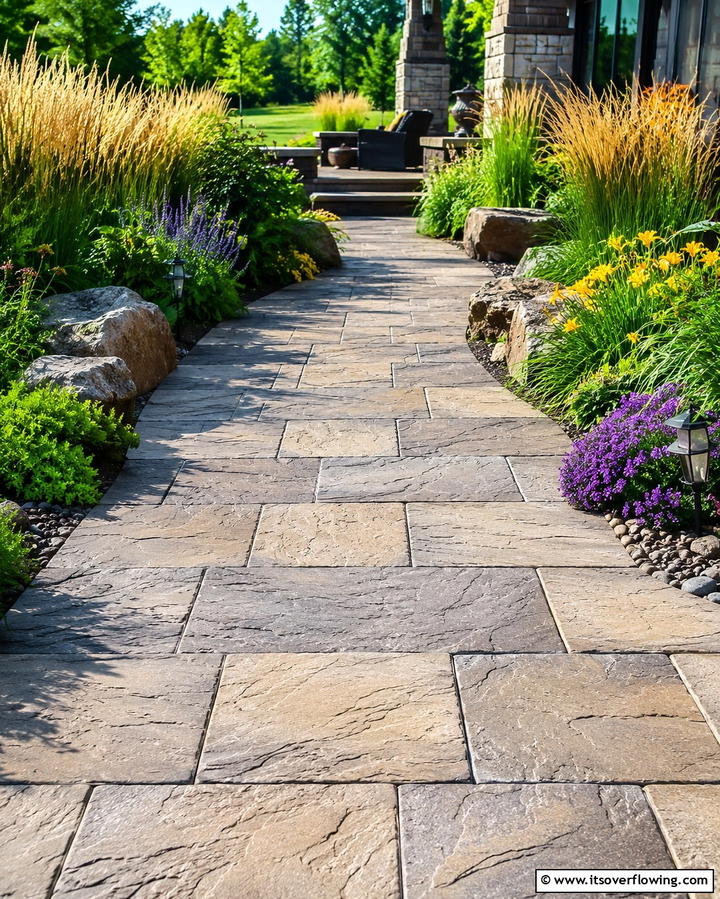 Textured Concrete Pavers - 25 Concrete Paver Walkway Ideas for Durable Design