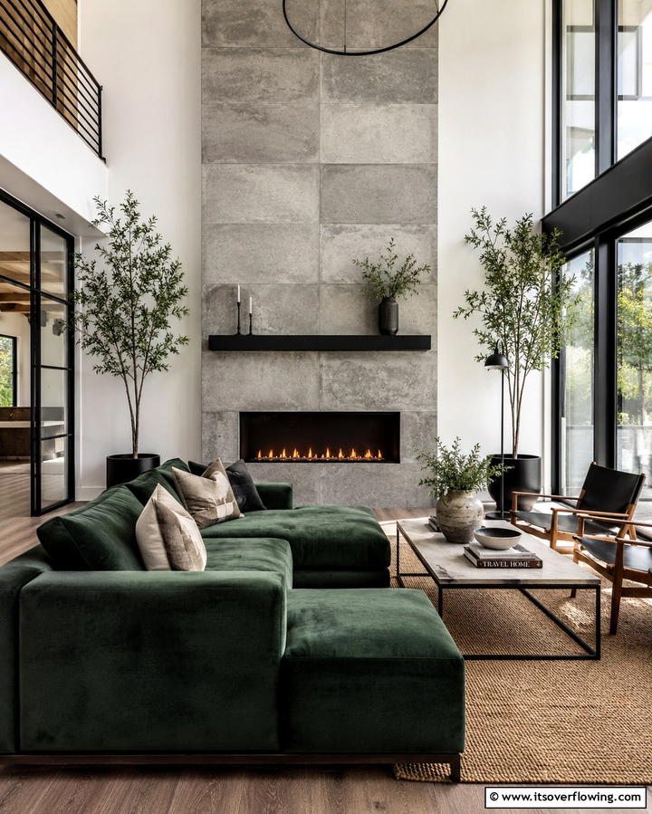 Textured Concrete TilesExact - 25 Farmhouse Fireplace Tile Ideas for a Rustic Look