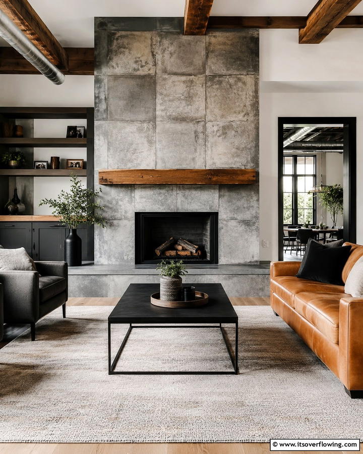 Textured Concrete TilesOne - 25 Farmhouse Fireplace Tile Ideas for a Rustic Look
