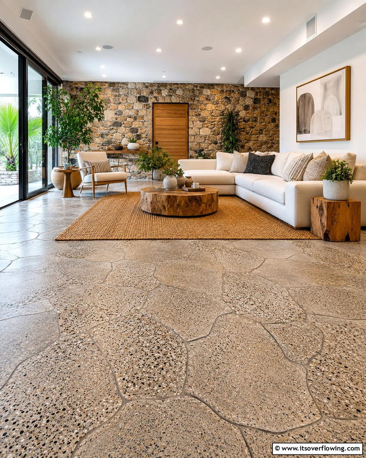 Textured Concrete for Added Dimension - 25 Concrete Floor Living Room Ideas for a Modern and Chic Look