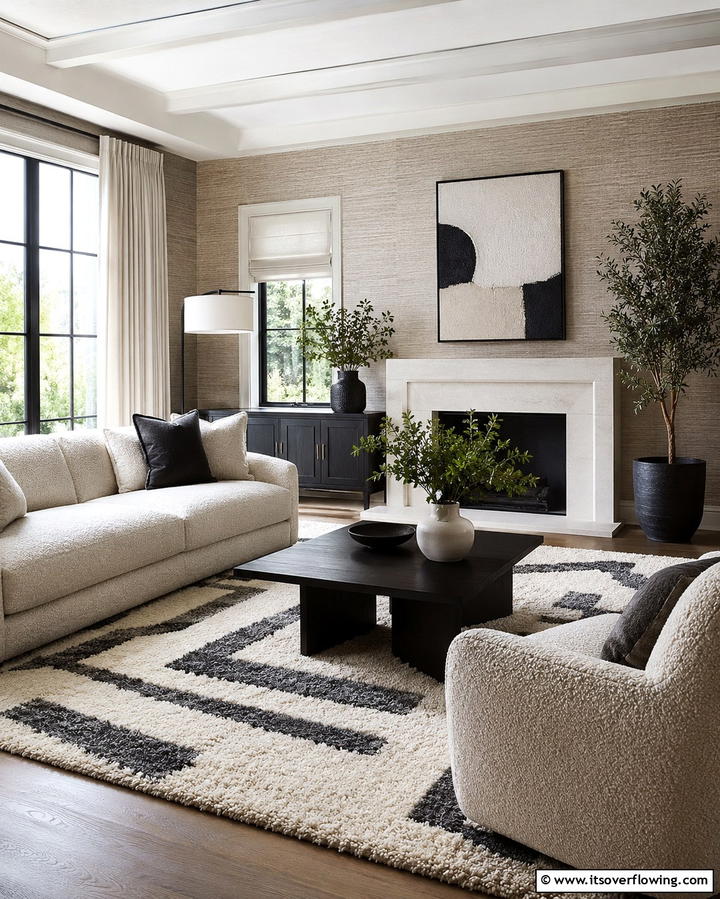 Textured Decor Elements - 30 Feng Shui Living Room Layouts for Harmony & Flow