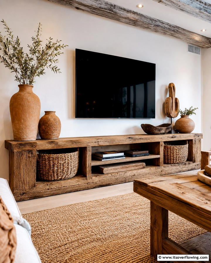 Textured Decor - 25 TV Console Decor Ideas to Elevate Your Living Room