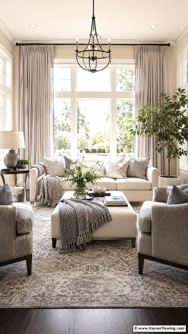 Textured Fabric Focus - 30 Grey and Cream Living Room Ideas- Neutral Elegance