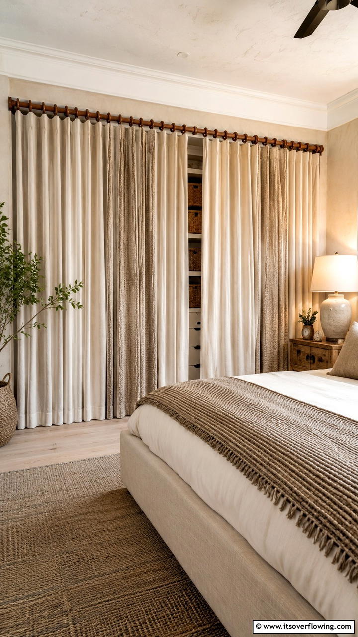 Textured Fabric Layers - 30 Closet Curtain Ideas for Stylish and Practical Storage