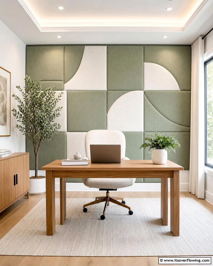 Textured Fabric Panels - 20 Home Office Background Ideas for Professional Vibes