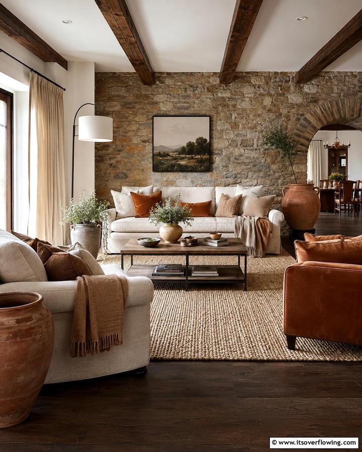 Textured Fabrics - 20 Tuscan Living Room Ideas for a Cozy Feel