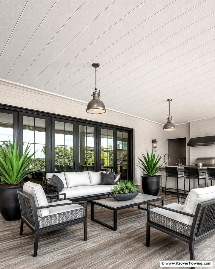 Textured Fiberglass Panels - 30 Porch Ceiling Ideas to Refresh Your Outdoor Entryway