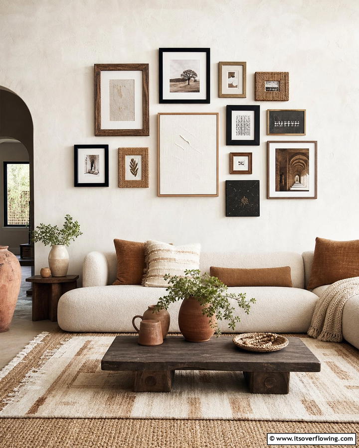 Textured Frame Ensemble - 21 Gallery Wall Ideas to Display Art and Memories